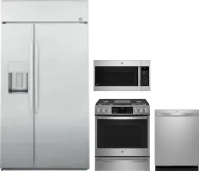 4 Piece Package Includes Refrigerator, Range, Microwave And Dishwasher